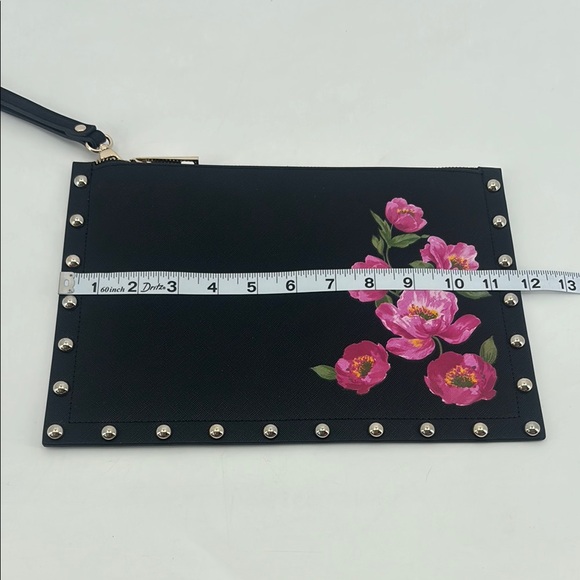 White House Black Market NEW Vegan Leather Floral Studded Wristlet Clutch NWOT - Picture 7 of 9